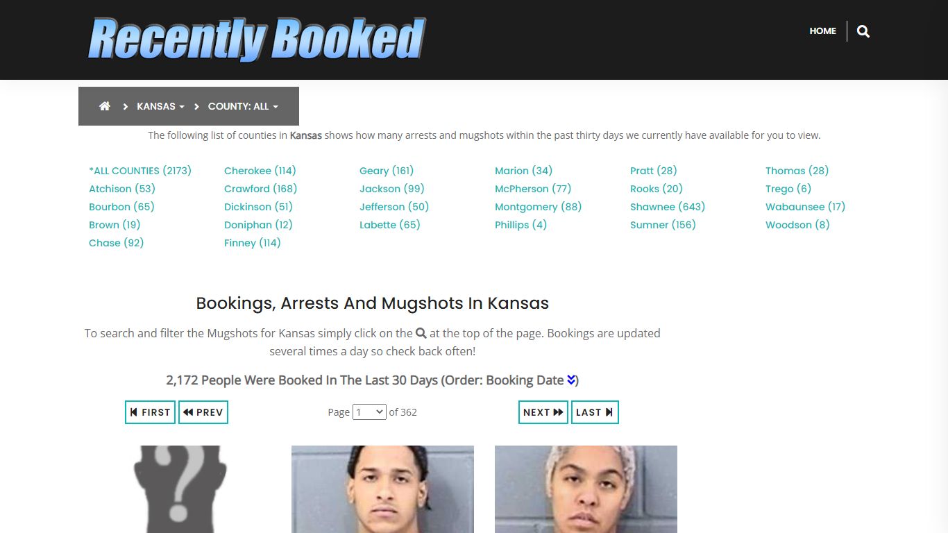 Recent bookings, Arrests, Mugshots in Kansas - Recently Booked